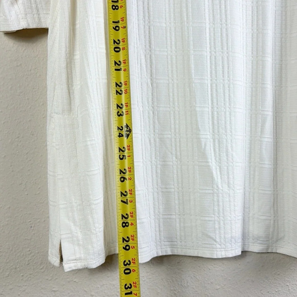 J. Jill Wearever Collection 3/4 Sleeve Textured Tunic Off-White Size M Petite - Picture 6 of 9